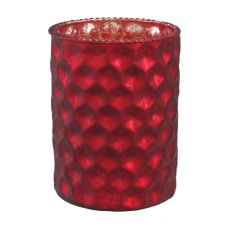 Glass Tealight W.Decor 4 assorted, 10x8cm, Red 4/W-Box