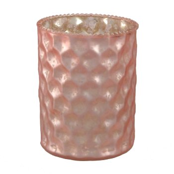 Glass Tealight W.Decor 4 assorted, 10x8cm, Pink 4/W-Box