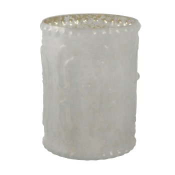 Glass Tealight W.Decor 4 assorted, 10x8cm, White 4/W-Box