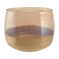 Glass Bowl Round 'Cutted Chandelier', 14x19cm, Gold