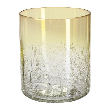 Glass Tea Light Straight Craquelle, 8,5x8cm, Yellow