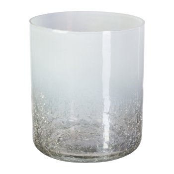 Glass Tea Light Straight Craquelle, 8,5x8cm, White