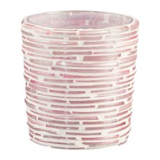 Glass Mosaic Tealight Round, 6x6cm, Pink, 5/Box