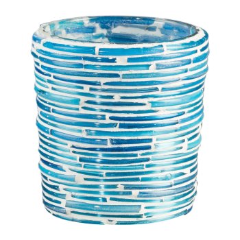Glas Mosaik Teelicht rund, 7,5x7cm, aqua, 4/Box