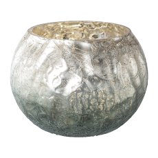 Glass Tea Light Round Luster Fade, 7x10cm, Grey