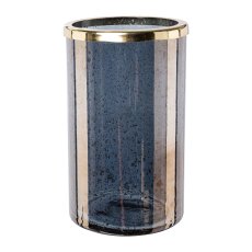 Glass Lantern Cylinder with Metal Rim, 20x13cm, Grey