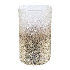 Glas Windlicht Zylinder CHIARA, 20x12,5x12,5cm, silber