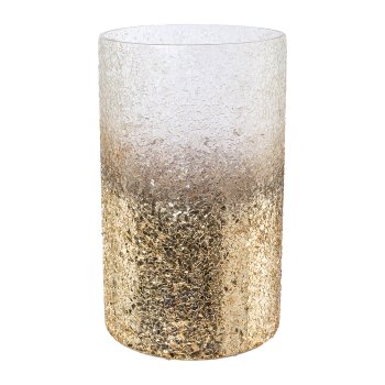 Glass lantern cylinder,CHIARA, 25x15cm, gold