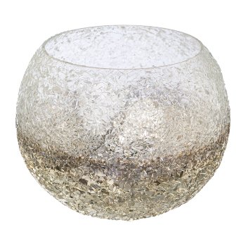 Glass lantern round CHIARA, 11x15cm, silver