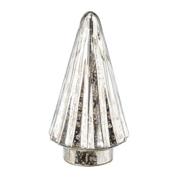 Glas Baum MERCURY, 19x11,5cm, silber, mit LED, 3x LR 44 1,5 V (enthalten)