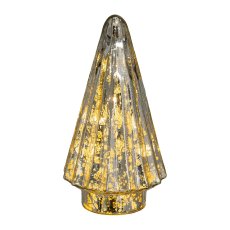 Glas Baum MERCURY, 19x11,5cm, silber, mit LED, 3x LR 44 1,5 V (enthalten)