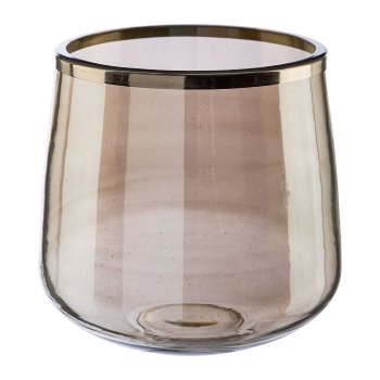 Glass lantern, bulbous, with gold rim ALESSIA,