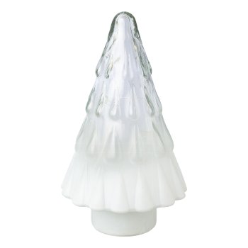 Glas Baum m.10 LED matt/ombre, 23x14cm, weiß