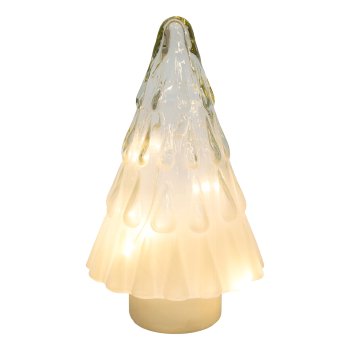 Glas Baum m.10 LED matt/ombre, 23x14cm, weiß