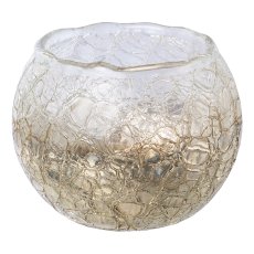 Glas Teelicht crackle, 6x8cm, silber