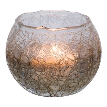 Glas Teelicht crackle, 6x8cm, silber