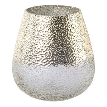 Glas Vase textured RAFFAEL, 16,5x16cm, silber