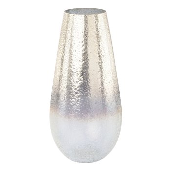Glass vase textured RAFFAEL, 31x14,5cm, silver