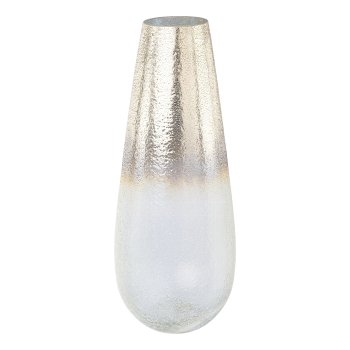 Glas Vase textured RAFFAEL, 44x17cm, silber
