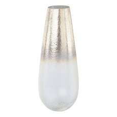 Glass vase textured RAFFAEL, 44x17cm, silver