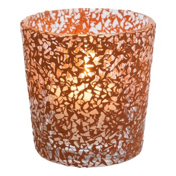 Glas Teelicht Mosaic Sticks, 7,5x7cm, terra