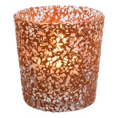 Glas Teelicht Mosaic Sticks, 7,5x7cm, terra
