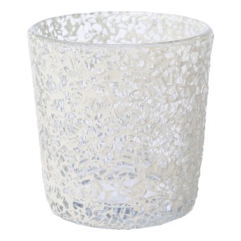 Glas Teelicht Mosaic Sticks, 7,5x7cm, weiß