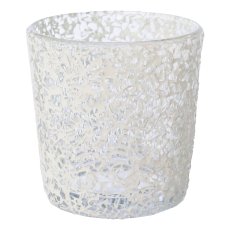 Glas Teelicht Mosaic Sticks, 7,5x7cm, weiß