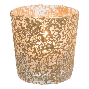 Glass tealight Mosaic Sticks, 7,5x7cm, gray