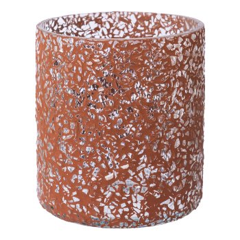 Glass tealight Mosaic Sticks, 9x8cm, terra