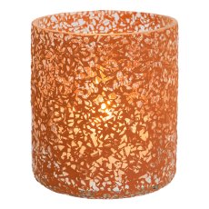 Glass tealight Mosaic Sticks, 9x8cm, terra