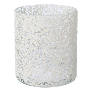 Glass tealight Mosaic Sticks, 9x8cm, white