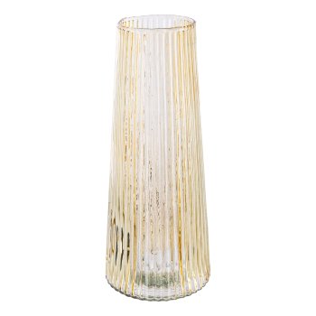 Glas Vase geriffelt ANNA, 21x8,5cm, vanille