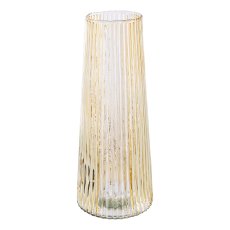Glas Vase geriffelt ANNA, 21x8,5cm, vanille