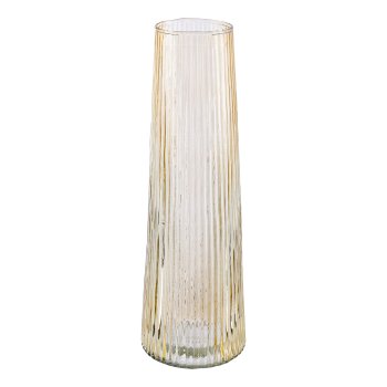 Glass vase fluted ANNA, 31x10cm, vanilla