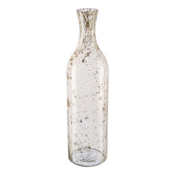 Glas Flaschenvase Marble Finish, 34x9cm, vanille