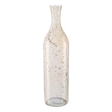 Glas Flaschenvase Marble Finish, 47x12cm, vanille