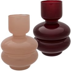 Glass vase RETRO, 2 assorted 12x12x16cm, light pink