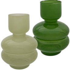 Glass vase RETRO, 2 assorted 12x12x16cm, green