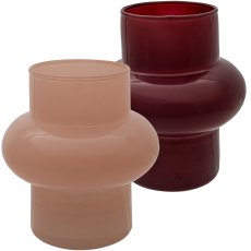 Glass vase RETRO, 2 assorted 13x13x13cm, light pink