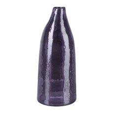 Organic glass bottle vase, 11.5x11.5x28cm, aubergine