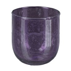 Glas Gefäß bauchig "Bubbles", 9x9x10cm, Aubergine