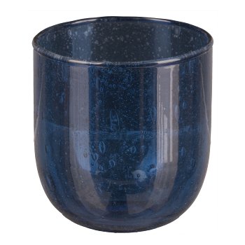 Glas Gefäß bauchig "Bubbles", 9x9x10cm, Royalblau