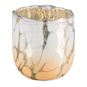 Glas Windlicht, MERCURY CHEENA 9x9x9,5cm, Beige