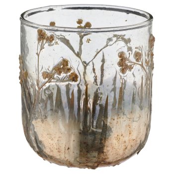 Glass with dried flowers, 9x9x10cm, natural