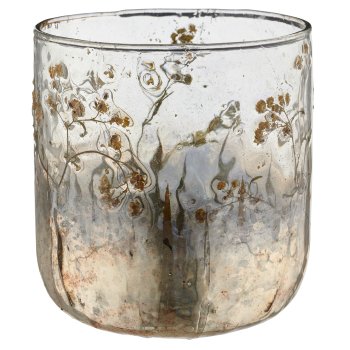 Glas mit Trockenblumen, 11x11x12cm, natur