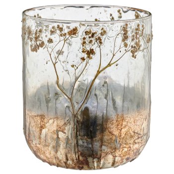 Glas mit Trockenblumen, 17x17x20cm, natur