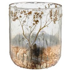 Glas mit Trockenblumen, 17x17x20cm, natur