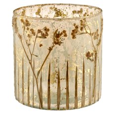 Glas Zylinder mit Trockenblumen, 15x15x15cm, naturweiß