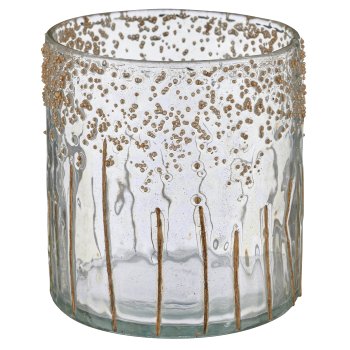 Glass cylinder, rough, 8x8x9cm, clear